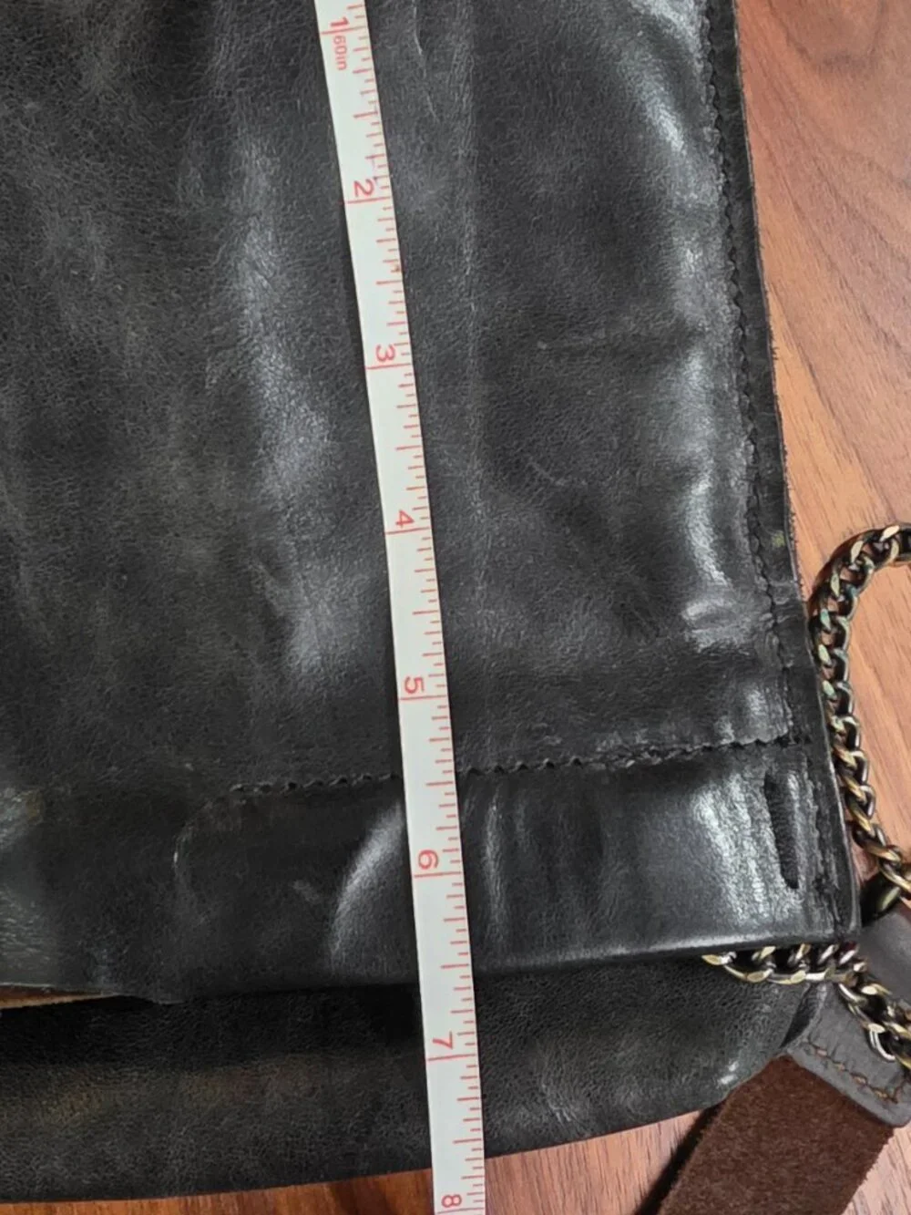 Large Jo handbags black leather tote, fold over with chain/leather strap